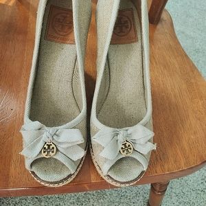 Tory Burch Peep Toe Wedges